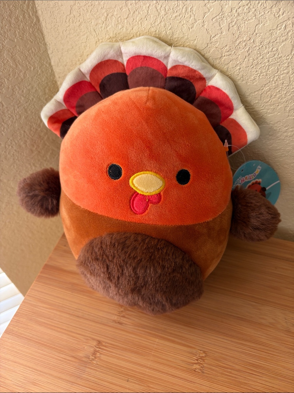 Turkey bird Squishmallow-Style Plush in Orange and Brown